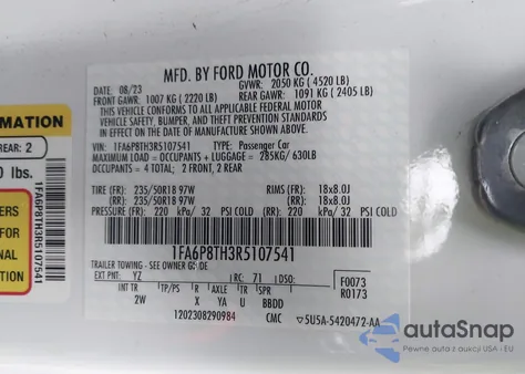 2024 Ford Mustang Ecoboost Fastback from USA, damaged, VIN 1FA6P8TH3R5107541